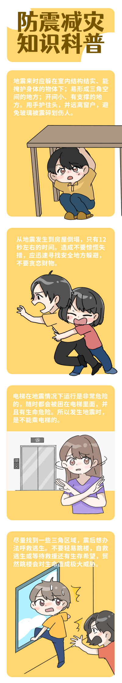 地震注意事项攻略趣味条漫 模板ID：21787
