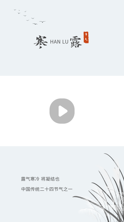 手绘水墨风芦苇二十四节气寒露视频边框 模板ID:22157