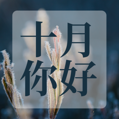 十月你好日签简约实景蓝色公众号次图 模板ID：22122