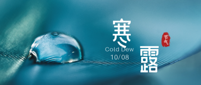 寒露二十四节气秋天露水实景大气简约公众号封面首图 模板ID：22613