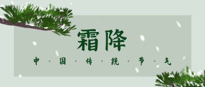 手绘雪松冬季霜降节气公众号封面首图 模板ID：22818