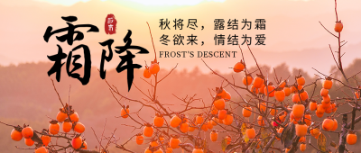 霜降节气秋天柿子实景大气简约公众号首图 模板ID：22898