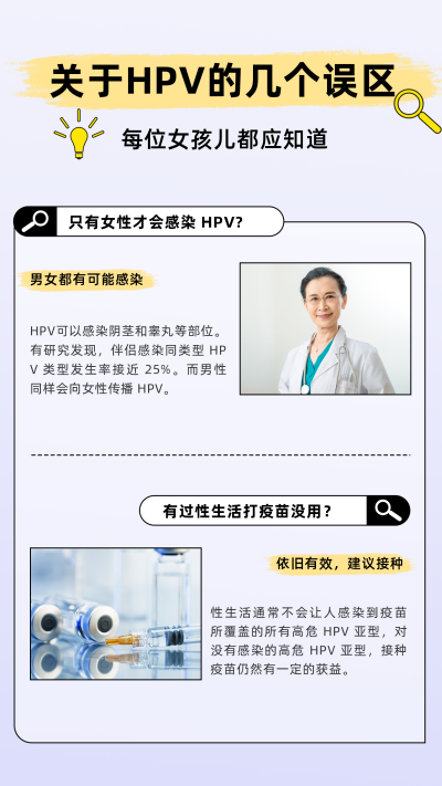 HPV疫苗接种小知识误区竖版配图 模板ID：23768
