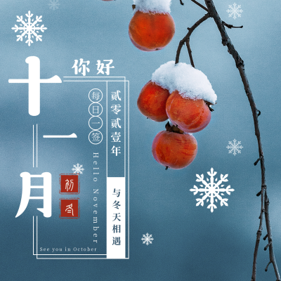 十一月你好月初问候实景方形海报 模板ID:23757