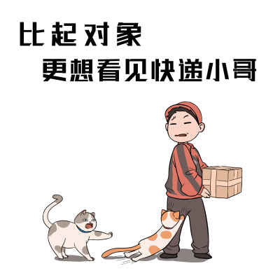 快递小哥猫咪可爱趣味表情包 模板ID：24100