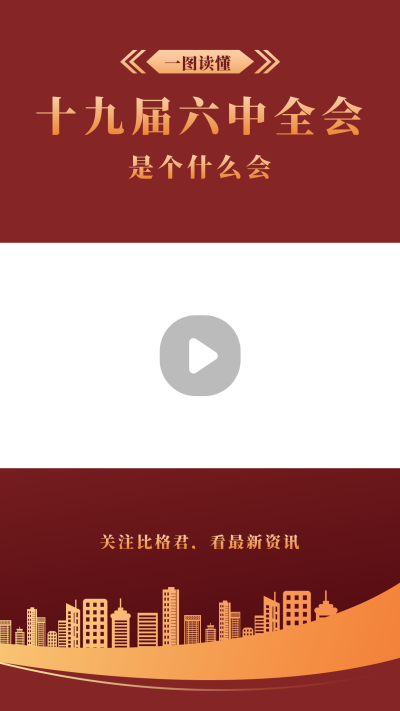 政务十九届六中全会图解视频边框 模板ID：24328