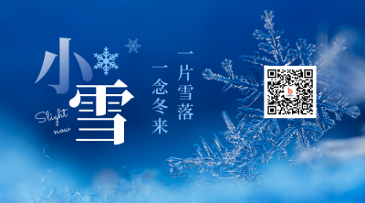 小雪大雪节气冬季雪花特写实景二维码 模板ID：24496