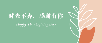 感恩节祝福贺卡简约文艺绿色ins风公众号首图 模板ID:24528