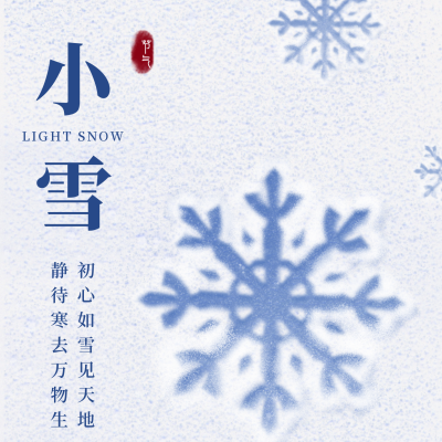 小雪节气手绘雪花方形海报 模板ID:24592