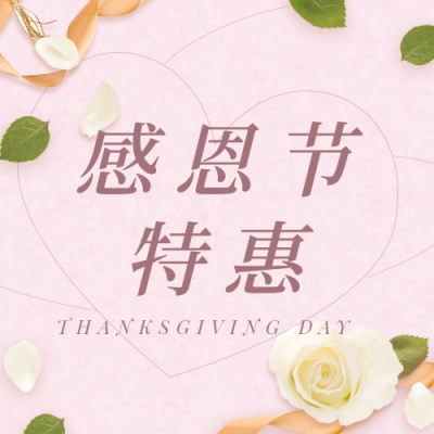 感恩节清新活动促销公众号次图 模板ID：24998