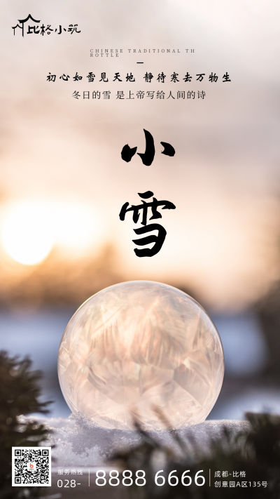 小雪节气实景雪球手机海报 模板ID：24962