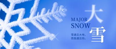 大雪小雪节气冬天雪花简约实景公众号首图 模板ID：25576