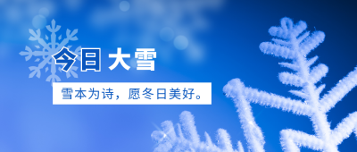 大雪小雪节气冬天雪花实景蓝色公众号首图 模板ID:25570