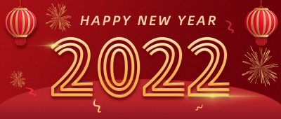元旦跨年2022新年创意红色公众号封面首图 模板ID:26711