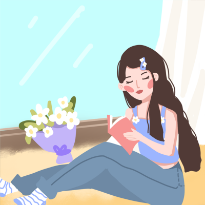 风景惬意小女孩手绘头像 模板ID：27313