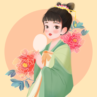 汉服美少女古典手绘头像 模板ID:27299