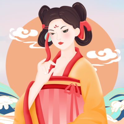 汉服美少女古典手绘头像 模板ID：27296