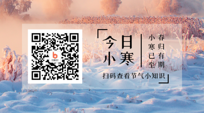 二十四节气小寒冬季简约实景橙色二维码 模板ID：27350