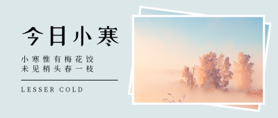 二十四节气小寒冬季简约实景橙色公众号首图 模板ID:27352