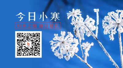 二十四节气小寒冬季简约实景蓝色二维码 模板ID:27344