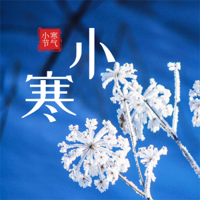 二十四节气小寒冬季简约实景蓝色公众号次图 模板ID：27347