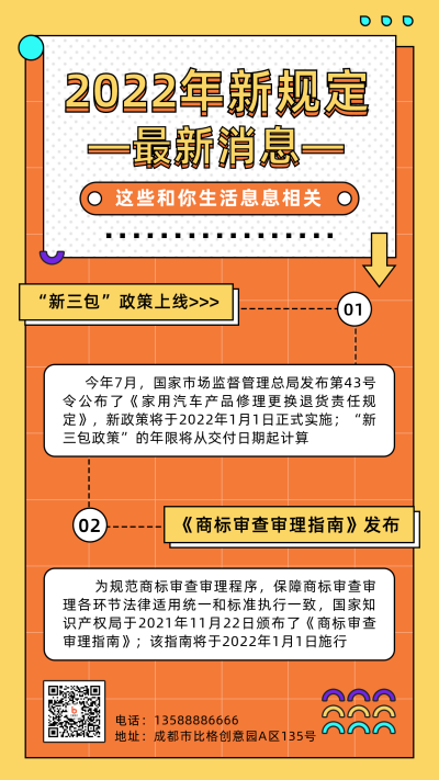 新闻新规资讯简约孟菲斯黄色手机海报 模板ID：27329