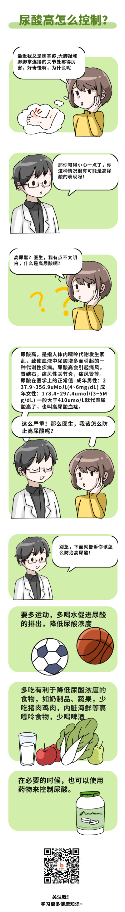 健康预防尿酸高怎么控制指南小技巧条漫 模板ID:27547