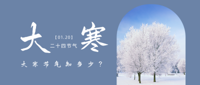 简约文艺中国风二十四节气大寒公众号封面首图 模板ID：27550
