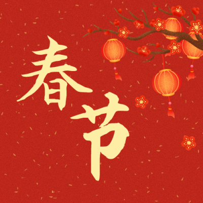 喜庆中国风梅花灯笼祝福公众号封面次图 模板ID:27969