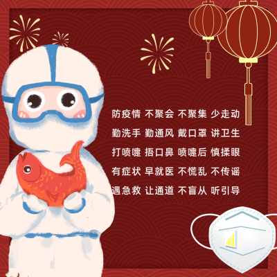 新年春节疫情防控宣传方形海报 模板ID:28113