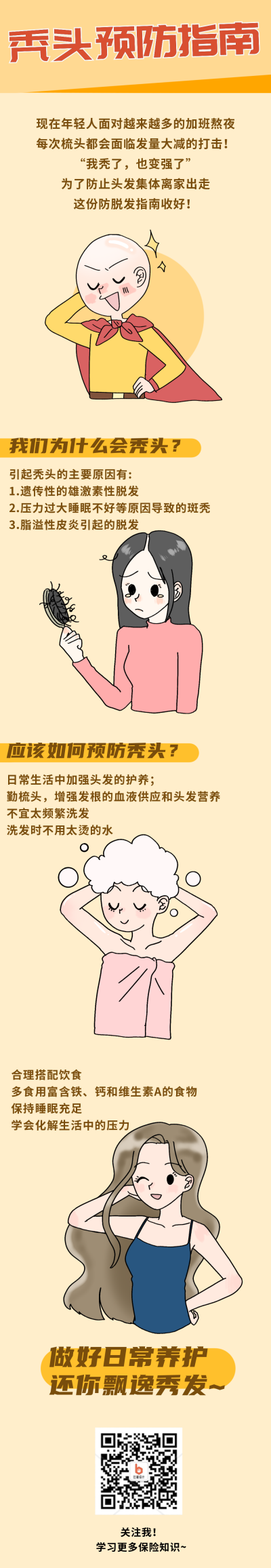 秃头预防指南注意事项指南条漫 模板ID:28266