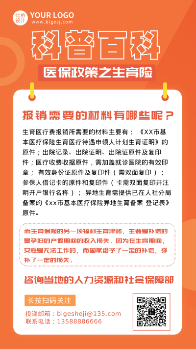 医疗保险知识科普法律法规指南手机海报 模板ID:28578