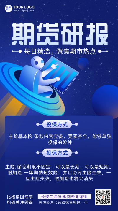 期货研报投保介绍宣传手机海报 模板ID:29236