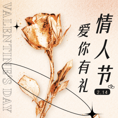 情人节金属玫瑰活动促销公众号次图 模板ID：29051