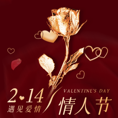 情人节金属玫瑰祝福公众号次图 模板ID:29060