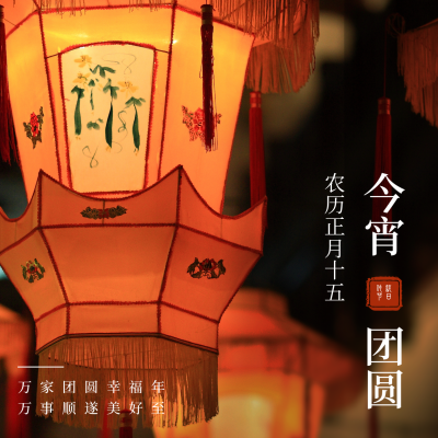 元宵节灯会团圆祝福方形海报 模板ID:29023