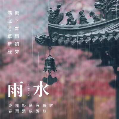 雨水节气问候祝福方形海报 模板ID：29267