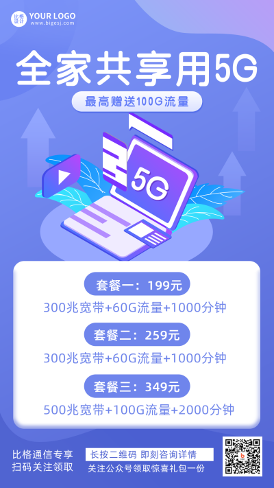 互联网五G科普活动宣传手机海报 模板ID:29705