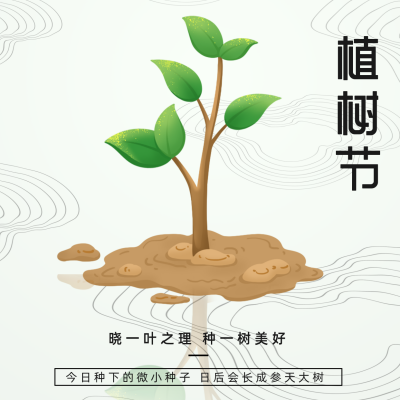 简约植树节呼吁种树节日祝福方形海报 模板ID：30458