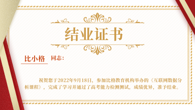 表彰奖状训练培训结业证书视频封面 模板ID：32398