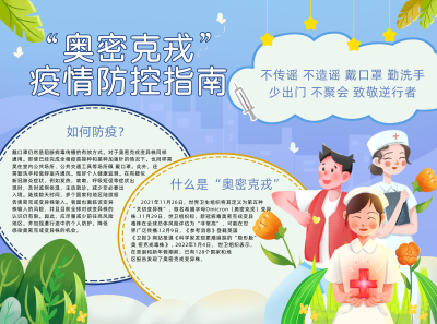 防疫温馨提示指南蓝色手绘风手抄报 模板ID:34713