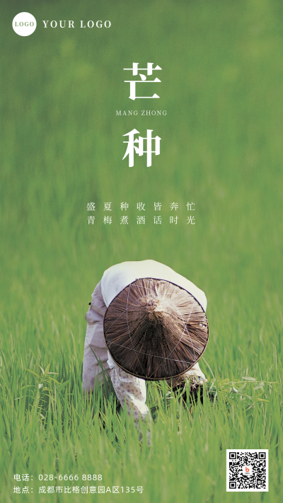 实景芒种节气手机海报 模板ID:34858