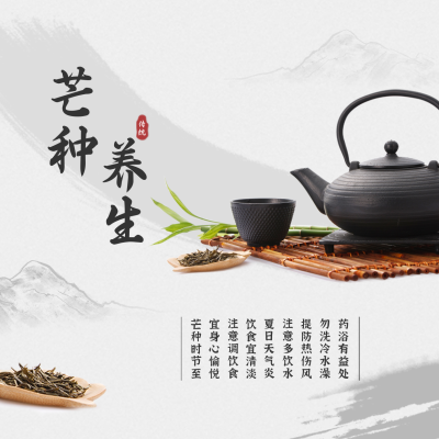 芒种节气养生指南方形海报 模板ID：34925