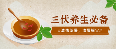 夏季三伏天灰色手绘简约风枸杞高汤消暑养生公众号首图 模板ID:36021