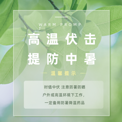 清新实景夏季高温防中暑指南温馨提示方形海报 模板ID：36423