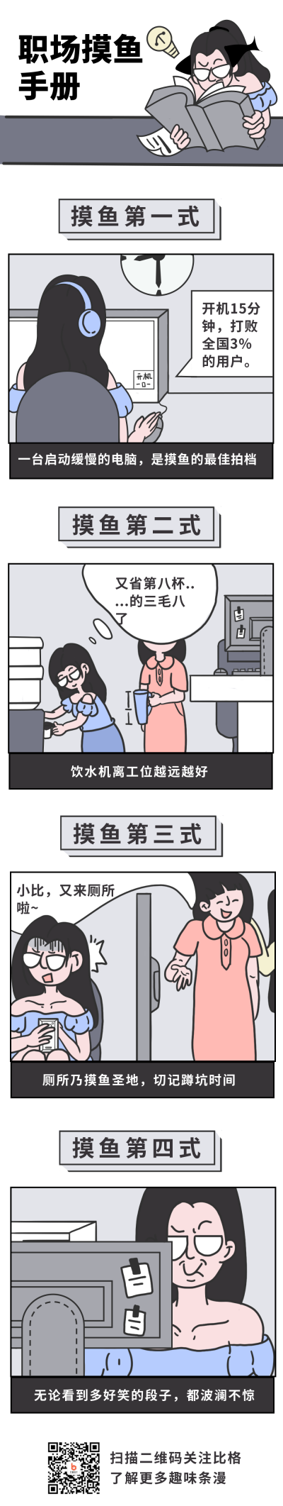 职场摸鱼恶搞趣味条漫 模板ID:36856