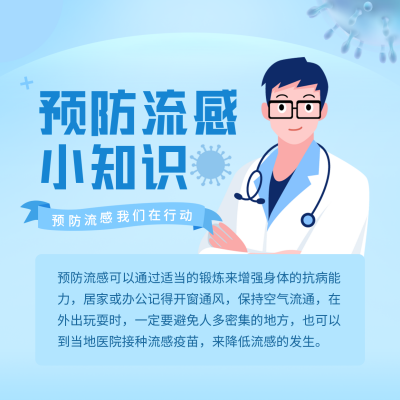 预防流感知识科普方形海报 模板ID：36983