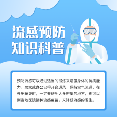 预防流感知识科普方形海报 模板ID：37077