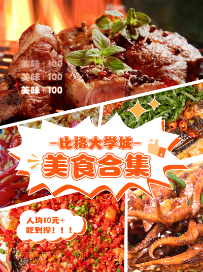 大学城美食探店小红书封面 模板ID：38340