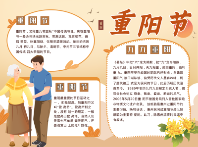 黄色手绘重阳节手抄报 模板ID:38795